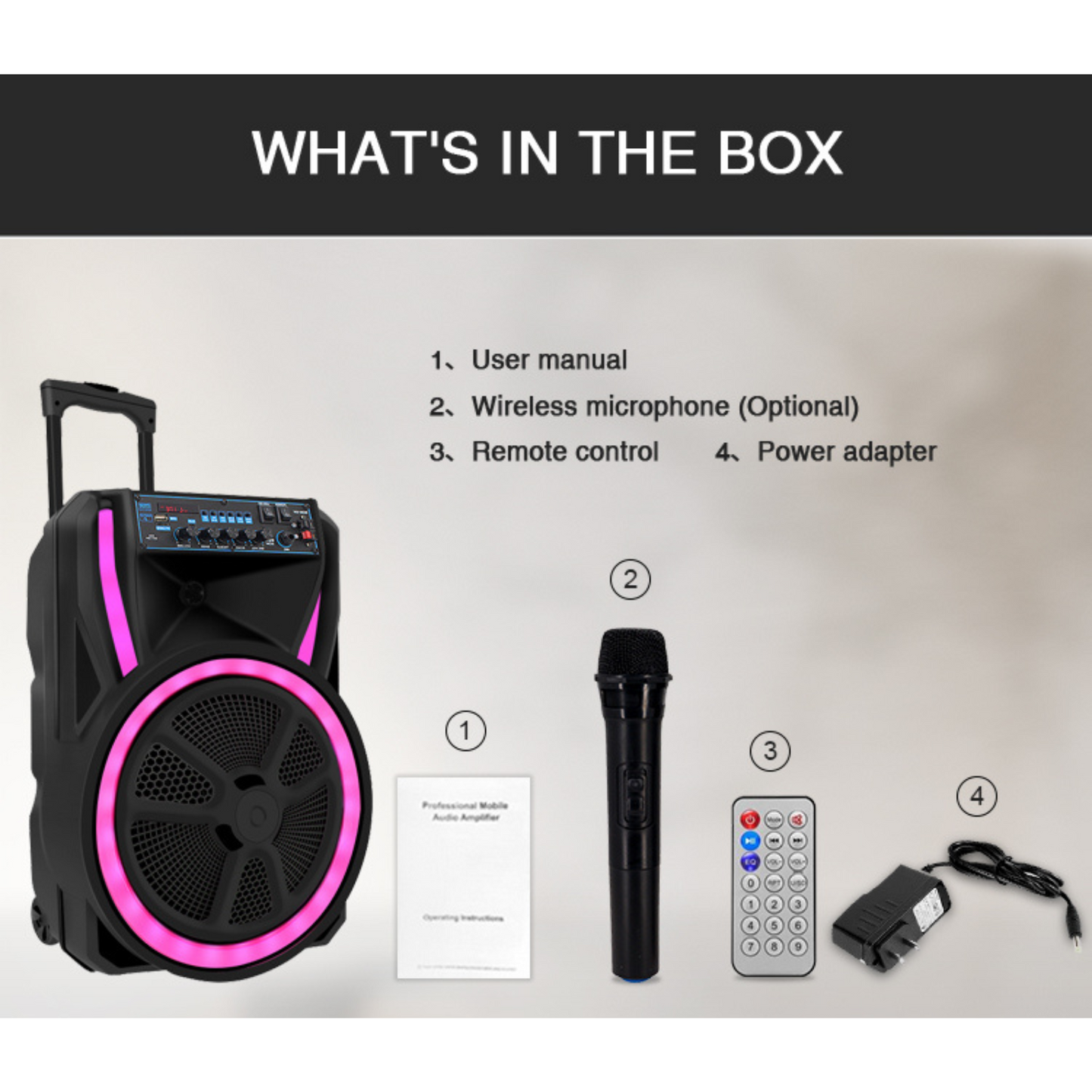 Cassa Karaoke a Batteria 8'' Portatile Bluetooth con Microfono Wireless USB/SD