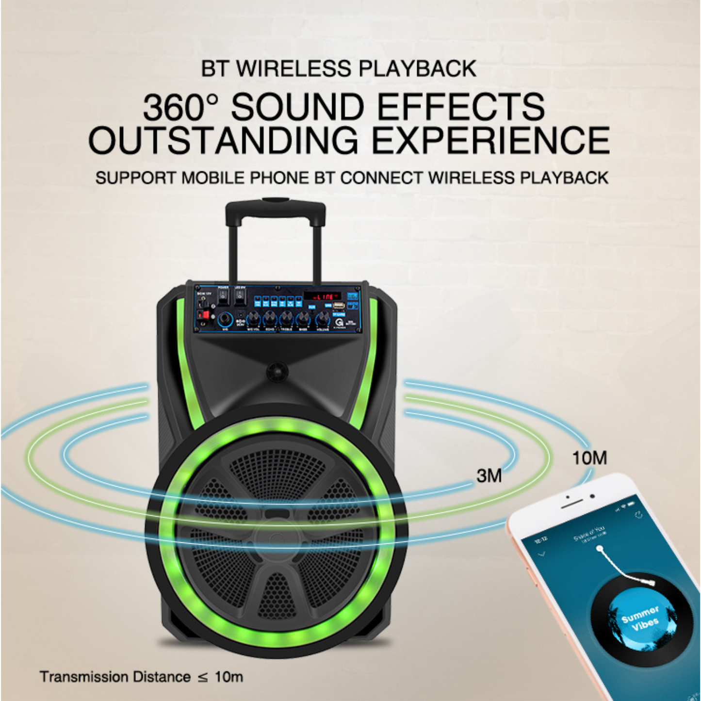Cassa Karaoke a Batteria 8'' Portatile Bluetooth con Microfono Wireless USB/SD