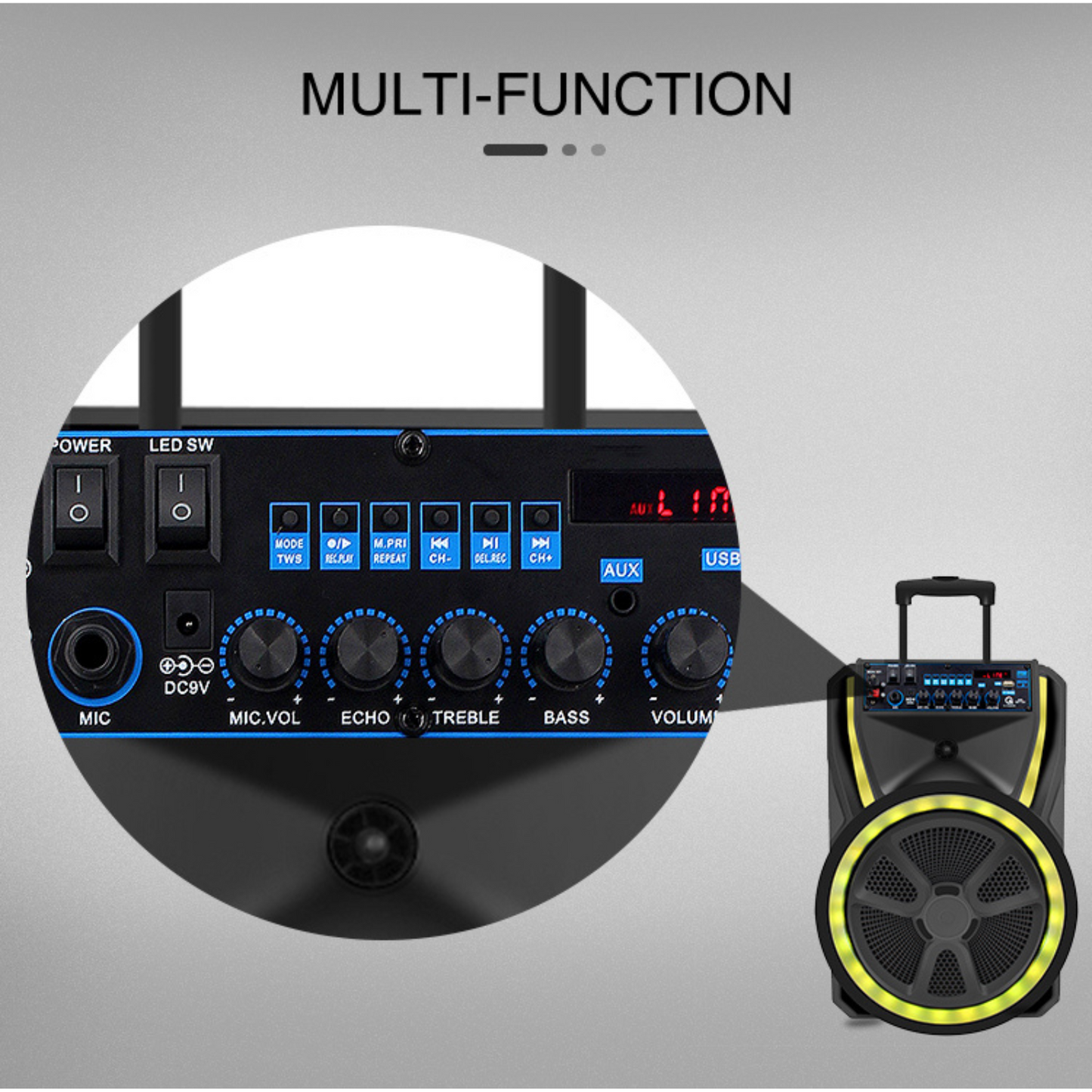 Cassa Karaoke a Batteria 8'' Portatile Bluetooth con Microfono Wireless USB/SD