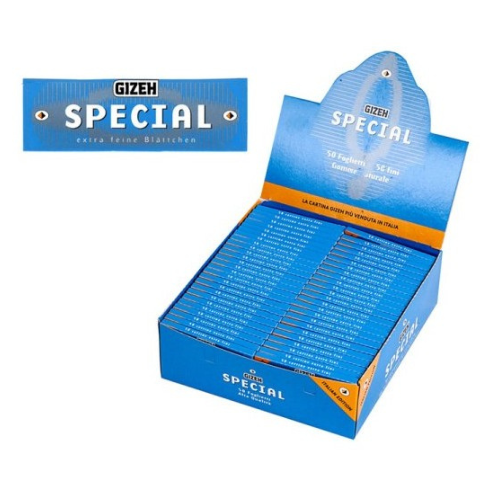 5000 Cartine GIZEH Special Blu Corte Singole Blue Confezione Da 100 Li -  Blaze Italia