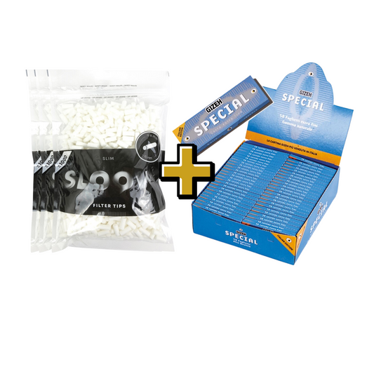 5000 Cartine GIZEH Special Blu Corte Singole Blue Confezione Da 100 Libretti + 3000 Filtri sloow slim 6 mm pz. 3 buste