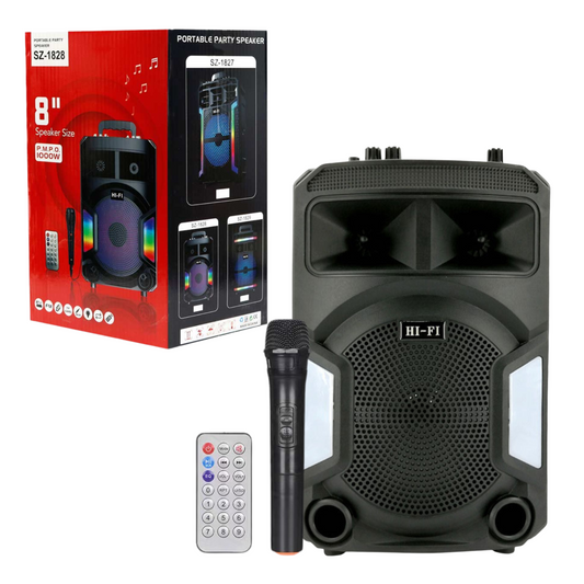 Cassa Trolley con Microfono 8'' Bluethooth 500Watt KARAOKE Professionale Amplificata