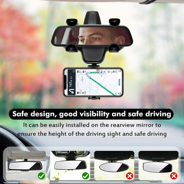 Supporto Porta Cellulare Auto Universale per Specchio Retrovisore Universale